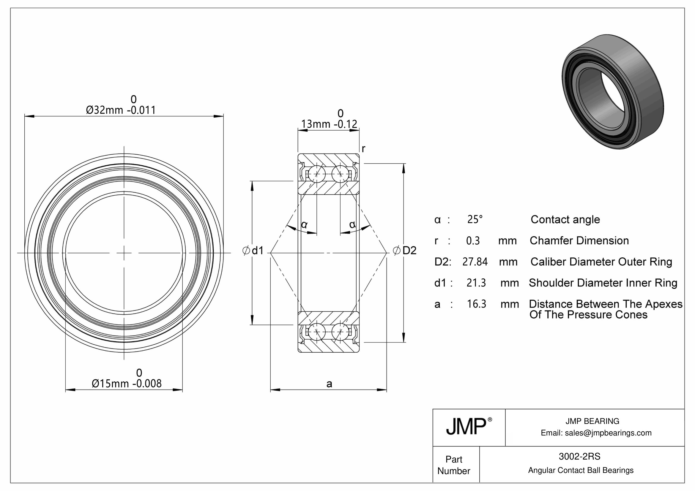 3002-2RS engineering drawing