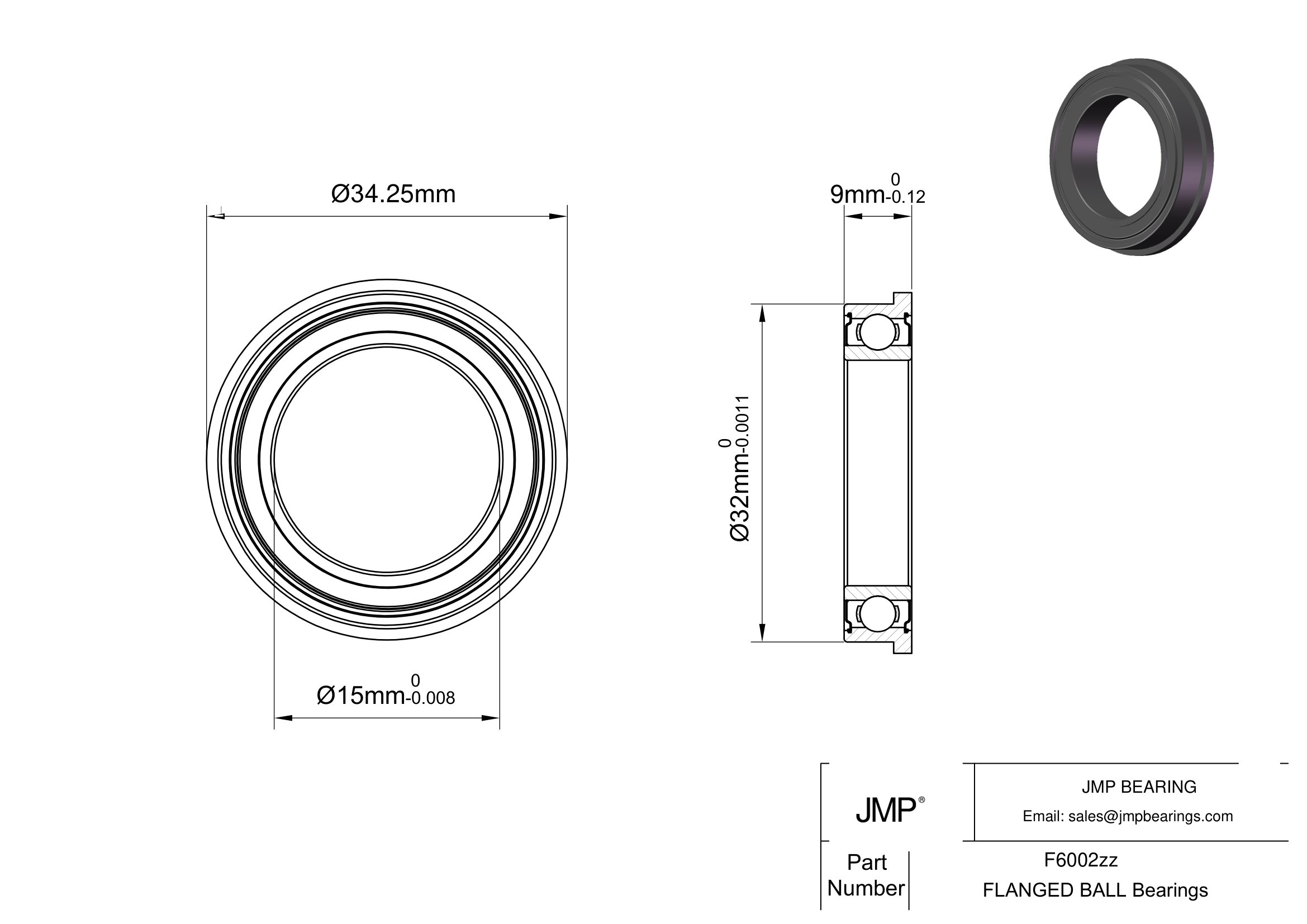F6002zz engineering drawing