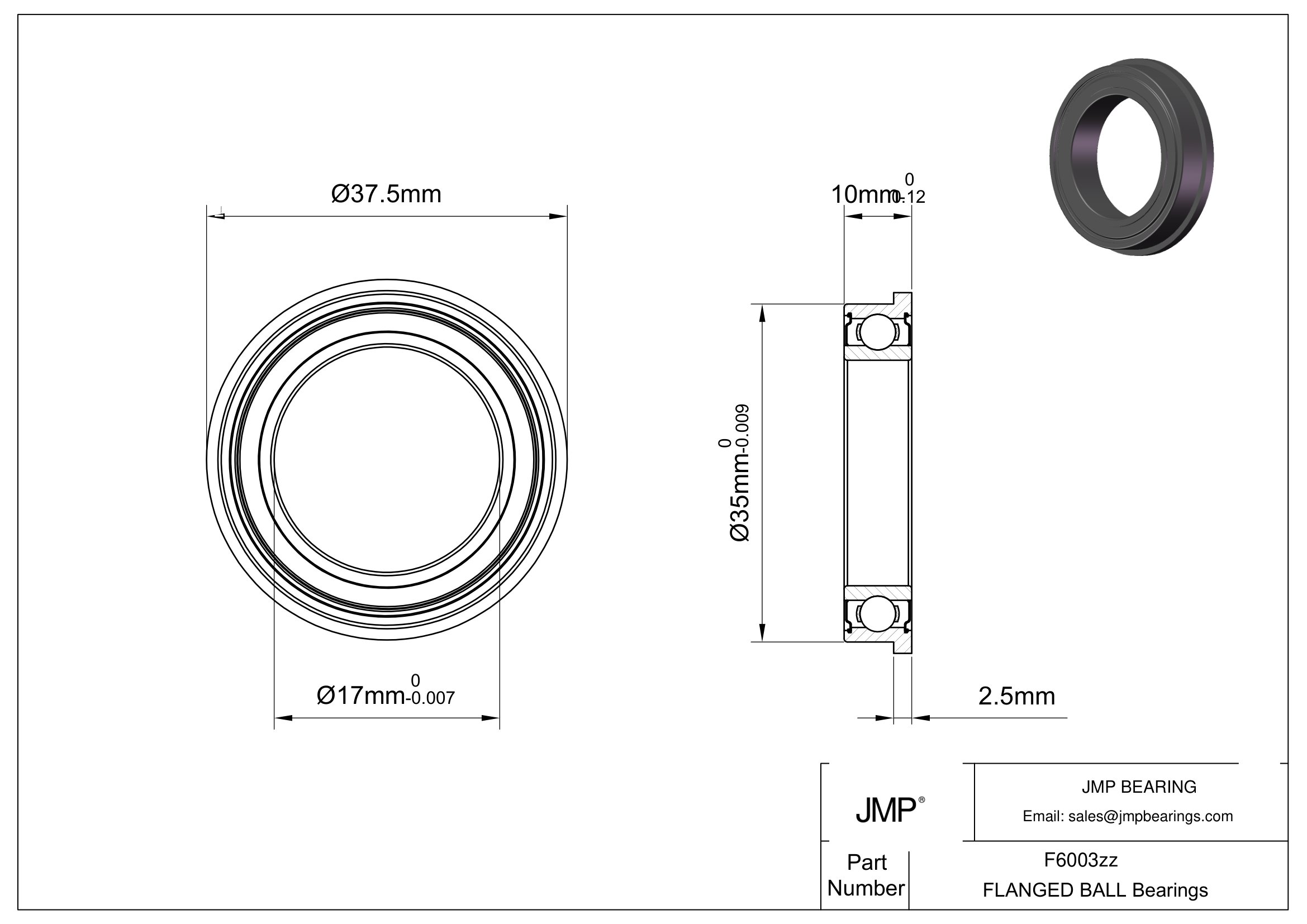 F6003zz engineering drawing