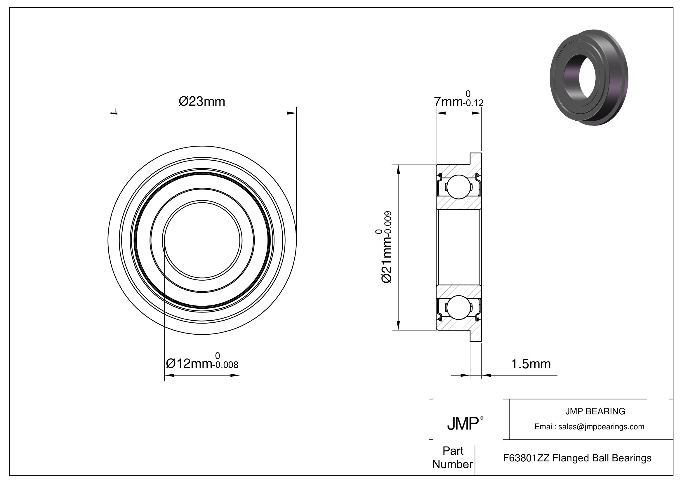 F63801ZZ engineering drawing